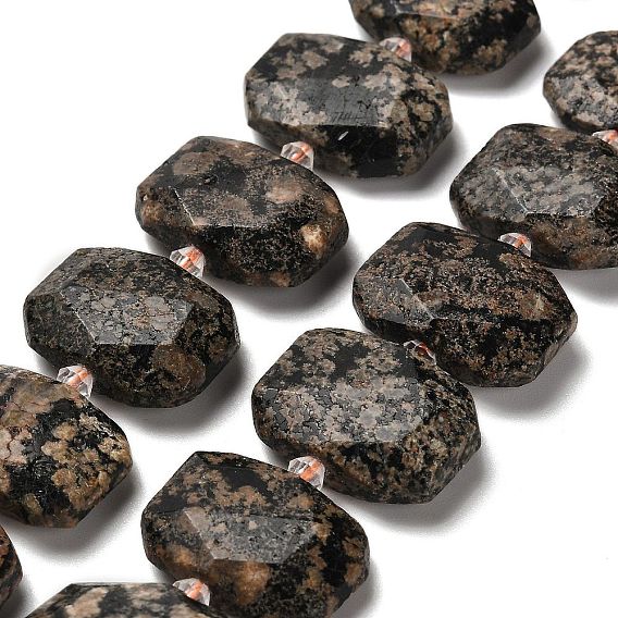 Природные снежинка обсидиан бисер нитей, со стеклянными бусинами, граненые, прямоугольные