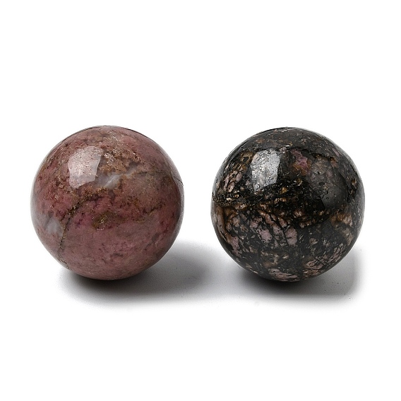 Сферические бусины из натурального родонита без отверстий, круглые
