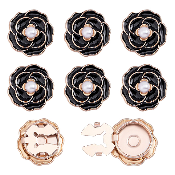 8Pcs Flower Alloy Resin Cufflinks, Shawls and Capes Buckles, for Garment Accessories, Golden