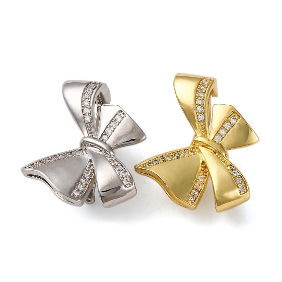 Латунные микро проложить кубического циркония кулон поручительств, бантом, без кадмия и без свинца, стойки покрытие, долговечный