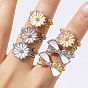 Латунные кольца-манжеты для женщин, с эмалью и горный хрусталь, цветок/бантик