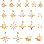 20Pcs 10 Styles Brass Micro Pave Cubic Zirconia Pendants, Star Charms