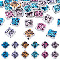 30Pcs UV Plating Printed Opaque Acrylic Beads, Square with Leopard Print