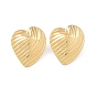 Stripe Heart 304 Stainless Steel Stud Earrings for Women