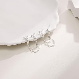 Серьги-гвоздики с кисточками из прозрачного кубического циркония в форме цветка