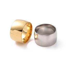 201 Stainless Steel Wide Plain Band Ring for Women