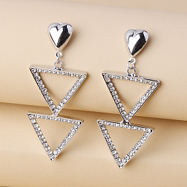 Sparkling Triangle Diamond Pendant Earrings for Women's Fashion Statement Jewelry