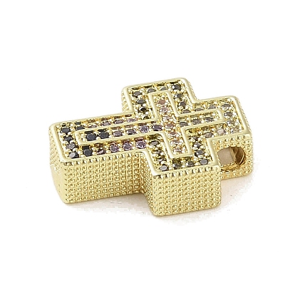 Real 18K Gold Plated Brass Micro Pave Cubic Zirconia Pendants, Cross