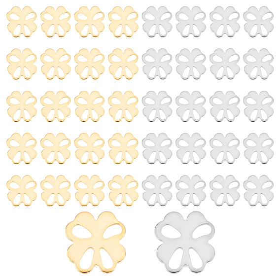 40шт. 2 цвета 304 кабошоны из нержавеющей стали, клевер