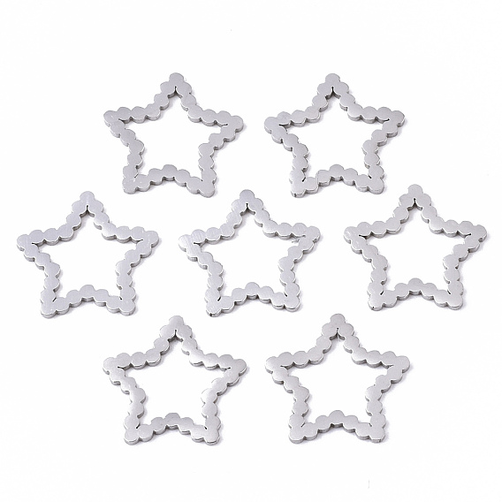 201 Stainless Steel Linking Rings, Laser Cut, Star