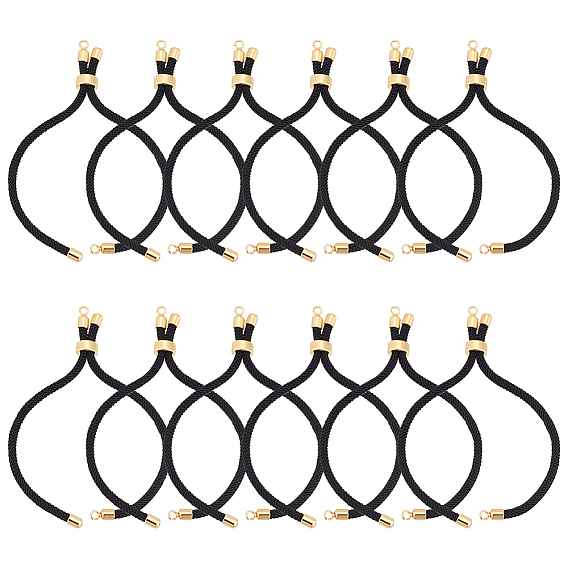 12шт. изготовление браслета из нейлонового витого шнура, изготовление слайдера, с латунной фурнитурой , круглые