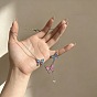 Colliers pendentifs en alliage, cristal, strass et émail, papillon, bleuet et rose