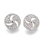 Пуговицы на хвостовике из латуни с микропейвом и прозрачным кубическим цирконием, плоско-круглые