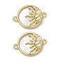 Brass & Natural White Shell Connector Charms, Sun Links, Long-Lasting Plated, Rack Plating, Lead Free & Cadmium Free