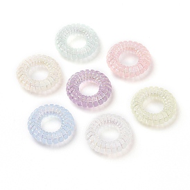 Perles acryliques transparents dépoli, de couleur plaquée ab , anneau