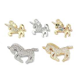 Латунные микро проложить кубического циркония подвески, прелести единорога, стойки покрытие, без кадмия и без свинца