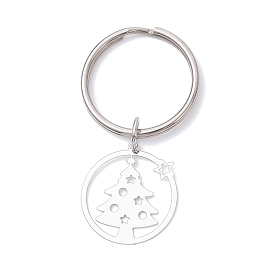 Кольцо с рождественскими елками 201 подвесные украшения из нержавеющей стали, с 304 кольцами для ключей из нержавеющей стали