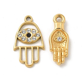 304 Stainless Steel Rhinestone Pendants, Golden