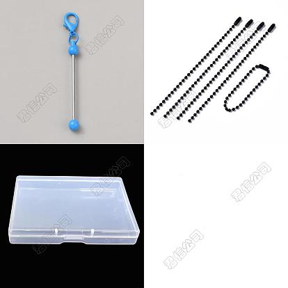 8pcs décorations de pendentif perlé en barre d'alliage imprimées par pulvérisation pour la fabrication de bijoux bricolage artisanat, Chaînes de boule de fer de 8pcs avec des connecteurs