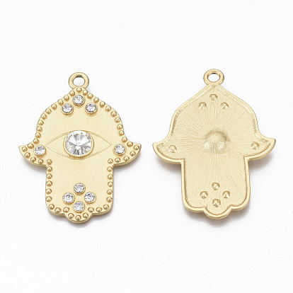 Alloy Big Pendants, with Crystal Rhinestone, Cadmium Free & Nickel Free & Lead Free, Real 14K Gold Plated