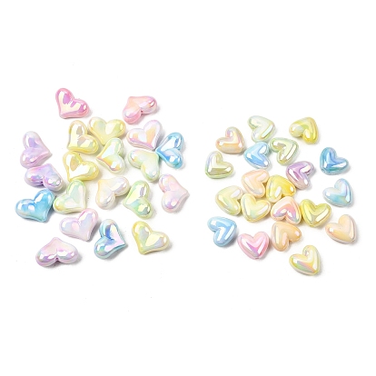 Непрозрачные акриловые бусины с УФ-покрытием, радужный, сердце