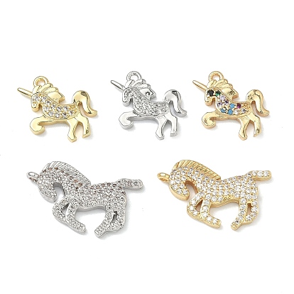 Латунные микро проложить кубического циркония подвески, прелести единорога, стойки покрытие, без кадмия и без свинца