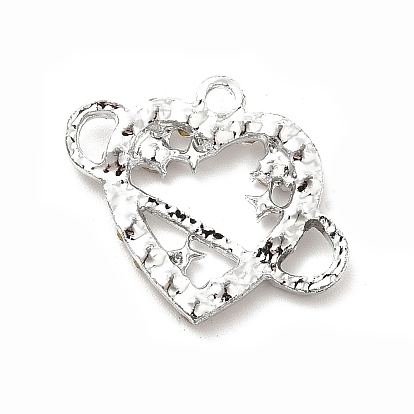 Alloy Rhinestone Pendants, Platinum Tone Hollow Out Heart Charms
