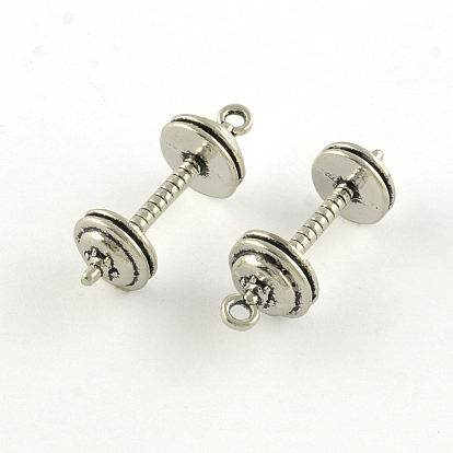 Tibetan Style Alloy Pendants, Sports Charms, Dumbbell, Cadmium Free & Lead Free, 34x12mm, Hole: 2mm, about 167pcs/1000g