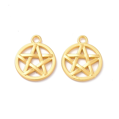 Rack Plating Alloy Pendants, Cadmium Free & Lead Free & Nickle Free, Round Ring with Star Charm