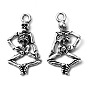 Подвески сплав панка, без кадмия и без свинца, человека подвески скелет для Хэллоуин изготовления ювелирных изделий, 26x13.5x3.5 мм