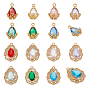 14 шт 14 стили латунные микропаве прозрачные кубические циркониевые подвески, слезинки, со стеклом, граненые