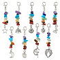Подвески с подвесками из драгоценных камней чакра, с застежками-когтями из цинкового сплава и подвесками из сплава в тибетском стиле, разнообразные