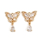 Латунные микропаве прозрачные подвески с фианитом, бабочка со слезой