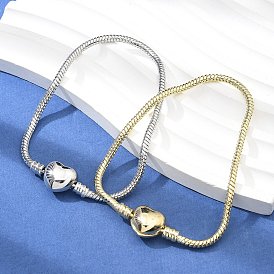 Латунные змеиные цепи браслеты для женщин, сердце