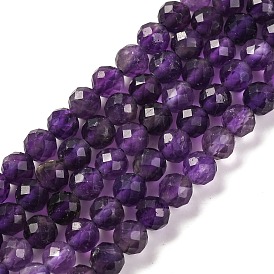 Natural Amethyst Beads Strands, Faceted, Round