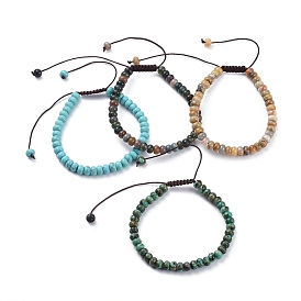 Braided Bead Bracelets, with Gemstone Beads and Nylon Thread