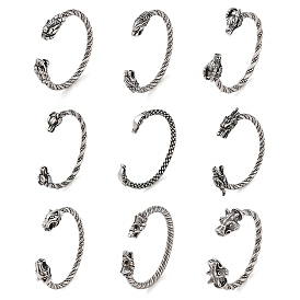 Мужские браслеты-манжеты viking 304 с открытыми манжетами из нержавеющей стали, античное серебро, дракон/коза/лев/тигр/змея