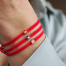 3Pcs Adjustable Alloy Enamel Evil Eye Braided Bead Bracelet Sets for Women