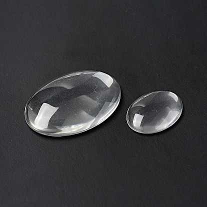 Transparent Glass Cabochons, Oval, Mixed Style
