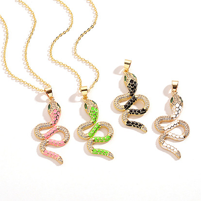 Ожерелье из богемской латуни с подвеской в виде змеи и каплями масла для женщин — праздничный подарок