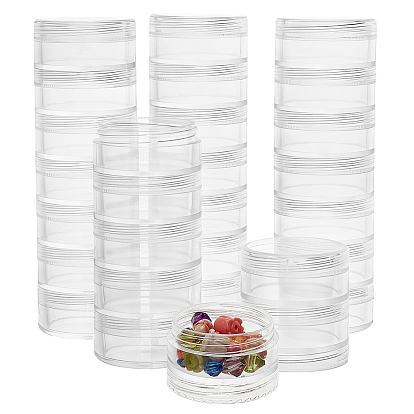 10 Sets 7-mehrschichtige, stapelbare Schraubgläser aus ABS-Kunststoff, Pillendosen, Kolumne, mit 1 Blatt selbstklebendem Blanko-Papieraufkleber