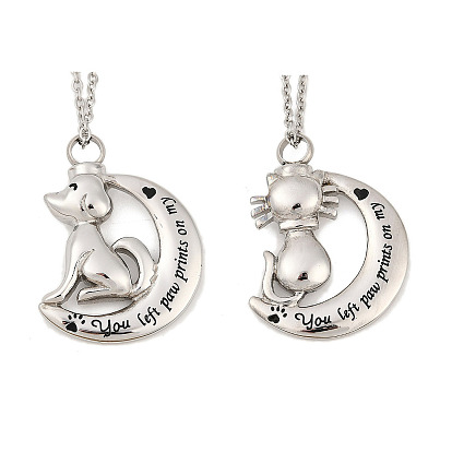 304 ожерелья из нержавеющей стали с черной эмалью в виде урны для праха домашних животных, цвет нержавеющей стали