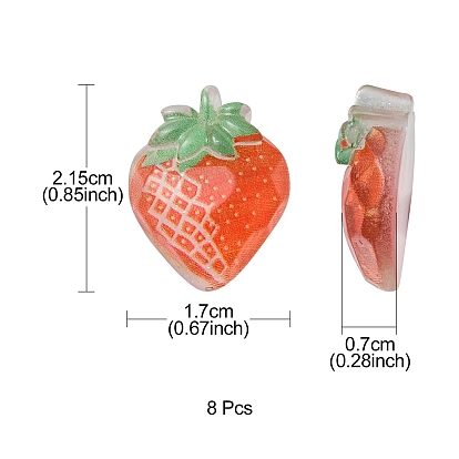 Translucent Resin Decoden Cabochons, Imitation Fruit, Strawberry
