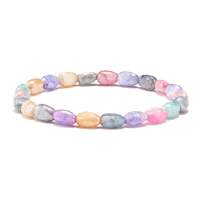 Candy Color Imitation Gemstone Glass Teardrop Beads Stretch Bracelet for Women