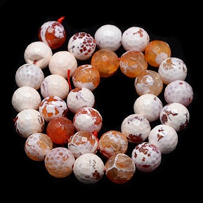 Natural Agate Round Beads Strand, Dyed, Faceted, 12mm, Hole: 1mm, about 30pcs/strand, 14.56 inch