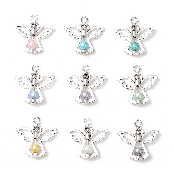 9Подвески из стеклянного жемчуга, ангел, с фурнитурой из античного серебряного сплава и платиновой петлей