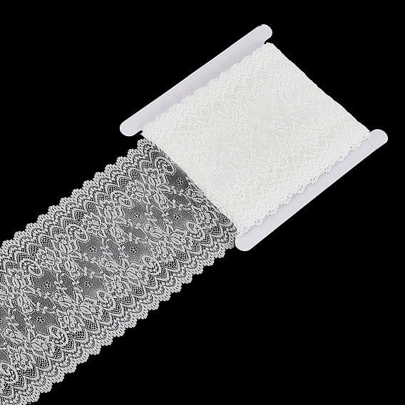1 Roll 10% Spandex & 90% Nylon Lace Ribbon, Ruffled Lace Trim, Clothes Accessories
