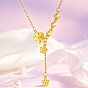 Brass Flower Tassel Pendant Necklaces for Women