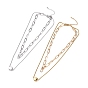 304 Stainless Steel Double Chains Multi Layered Necklace with Flat Round Beaded for Women
