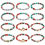 2 Наборы браслетов из полимерной глины в рождественской тематике, украшенных бусинами, эластичные., Набор браслетов из эмалированного сплава для мужчин и женщин